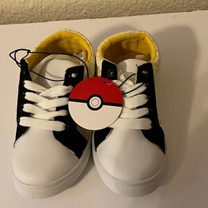 Pokémon Kids Black and White Sneakers with Yellow Accents